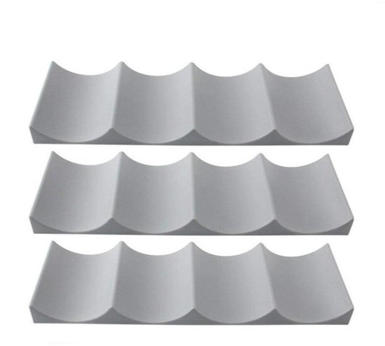 Flaschenregal, 3-teiliges Set, Stapelbar, Kunststoff, Kühlschrankregal, Weinregal, Für Küche, Arbeitsplatte, Esszimmer, 29,3 X 9,8 Cm, Grau