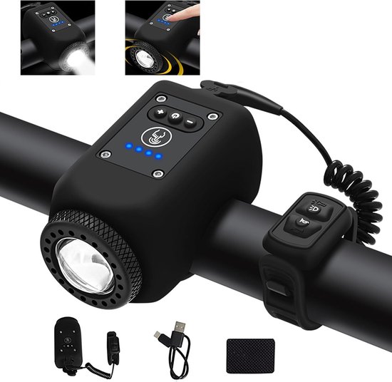 E-bike-hupe Mit Licht Und Usb-c-ladefunktion – Mini-fahrradklingel Mit 6 Wählbaren Tönen Und Einstellbarer Lautstärke.