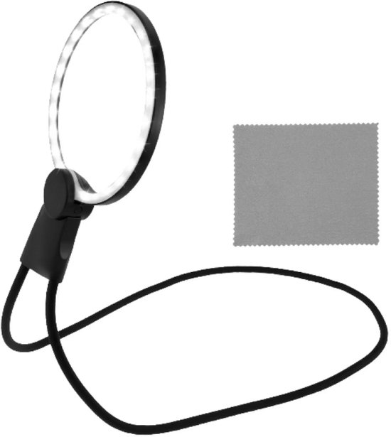 Beleuchtete Nackenlupe Mit Led-beleuchtung, Freihändig Verstellbar, Zum Lesen Feiner Arbeiten, Einteilig, Für Senioren Und Hobbybastler, Schwarz