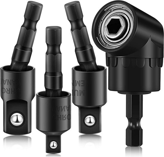 4-in-1 Winkelbohradapter, Verlängerungsstange Für Schlagbohrmaschinen, 360°-drehung, 1/4", 3/8", 1/2"-schlagschrauber-adapterset, 105°-winkel-schraubendreherbohrer
