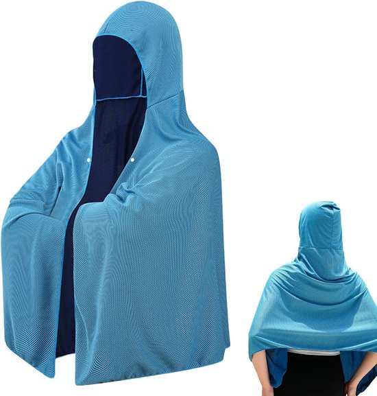 Kühlhandtuch Mit Kapuze – Schweißabsorbierendes Handtuch – Sport & Outdoor – Schnelle Kühlung – 140 X 60 Cm – Himmelblau