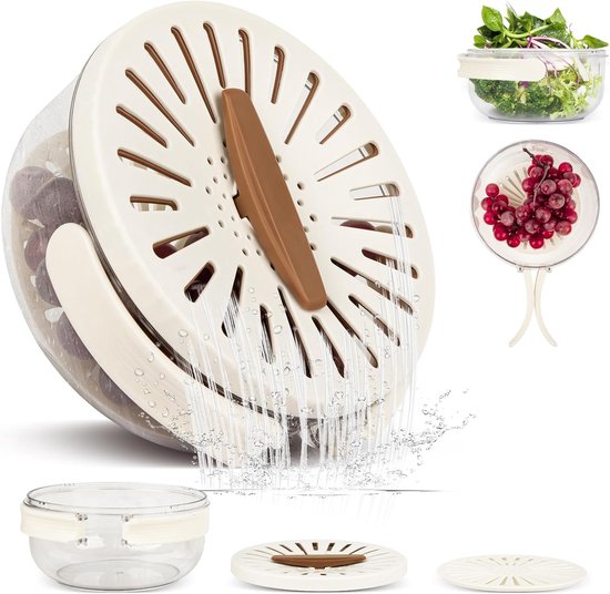 Kleine Kunststoff-siebschüssel Mit Deckel Und Griff, Obstwasch- Und Salatmischkorb Für Den Kühlschrank.