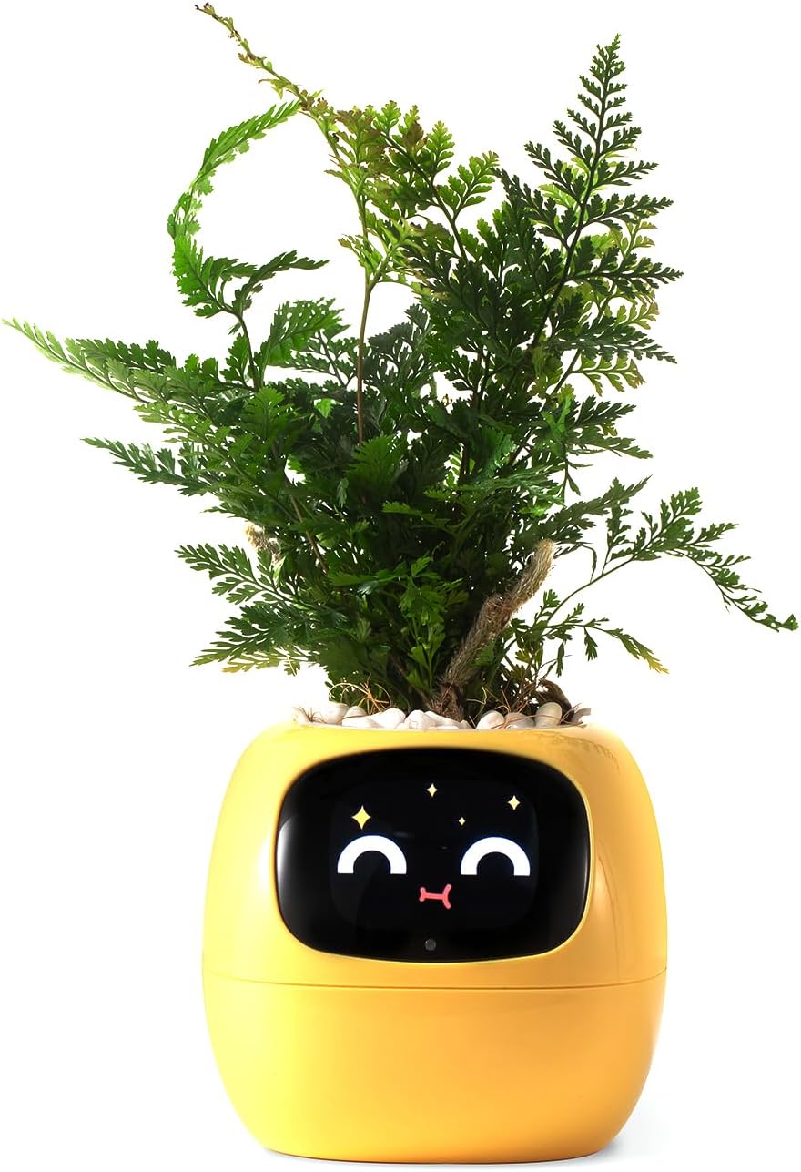Intelligenter Pflanzenroboter Für Haustiere – Pflanzenpflege Mit Emojis, Niedlicher Pflanzenbegleiter Mit Umfangreicher Gestensteuerung, Lustiges Geschenk Für Den Schreibtisch (gelb)