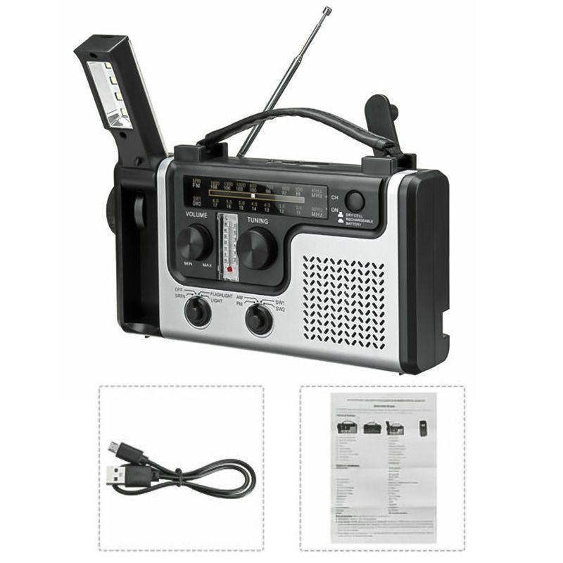 Notradio Mit Solargenerator Und Wetterfunktion – Fm/noaa + Taschenlampe + Led-leselampe + Handy-ladegerät – Notradio / Tragbares Ladegerät
