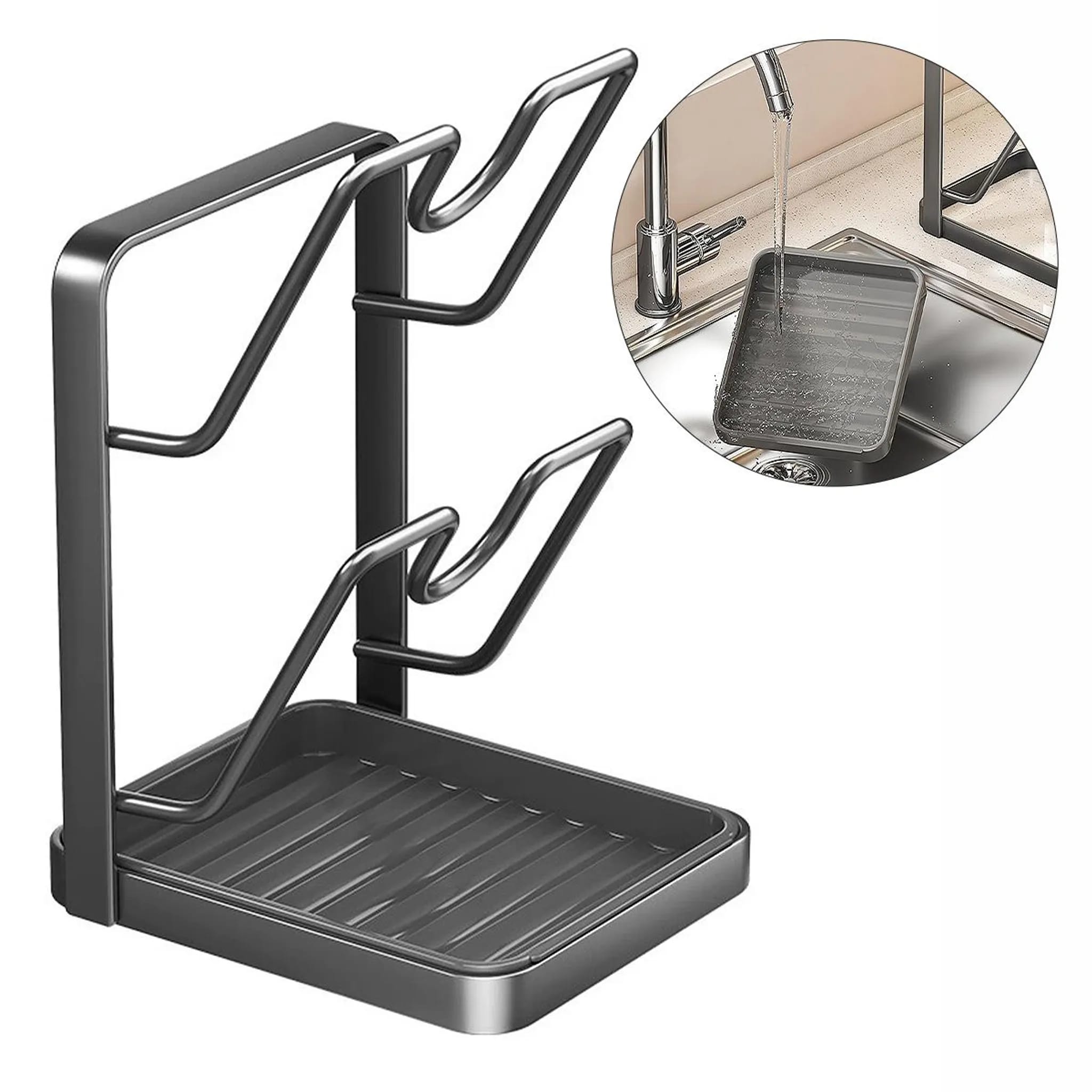 Topfdeckel-organizer, Topfdeckelhalter, 2-in-1-design, Bietet Platz Für Zwei Topfdeckel, Topfdeckelablage Für Die Küchenarbeitsplatte