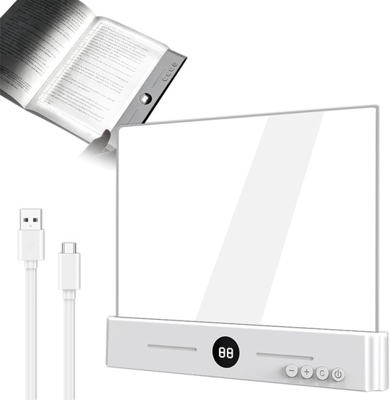 Flache Leselampe In Schatztruhenform – Ideal Zum Lesen Im Bett, Nachts, Mit 3 Farben, Timer Und Dimmfunktion. Die Gesamte Lampe Ist Weiß.