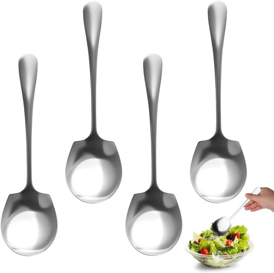 4-teiliges Set Großer Edelstahllöffel – 21 Cm Lange Kochlöffel, Geeignet Für Salate, Buffets Und Beilagen.