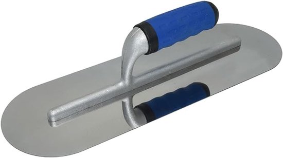 Runder Spachtel Aus Edelstahl Mit Geradem Griff, 300 X 100 Mm, Mit Gummigriff – Für Betonreinigungs- Und Glättungsarbeiten.