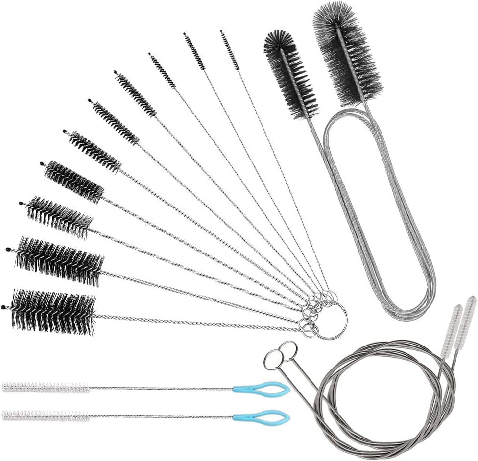 15-teiliges Langrohr-reinigungsset, Extra Lange Flexible Rohrreinigungsbürste, Kühlschrankreinigungswerkzeug, Edelstahlröhrchen, Nylonbürste, Weiß.