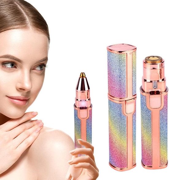 Wiederaufladbarer Elektrischer Augenbrauen- Und Gesichtstrimmer, Schmerzfreie Haarentfernung Im Luxuriösen Regenbogen-glitzer-design, Usb-aufladbar