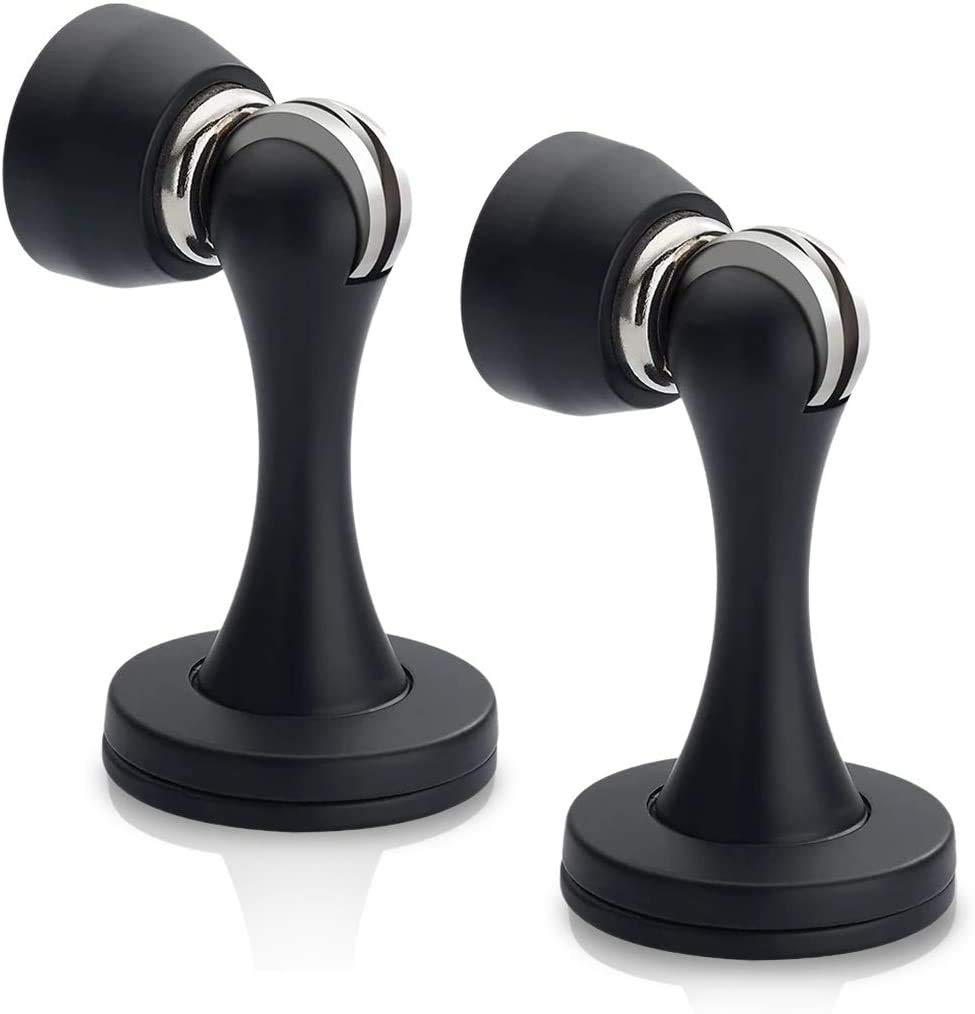 Türstopper, Magnetische Türstopper, Gebürstetes Satin-nickel, 2er-pack Schwarze Magnetische Wandtürstopper, Türstopper Aus Stahl Mit Soft-close-funktion