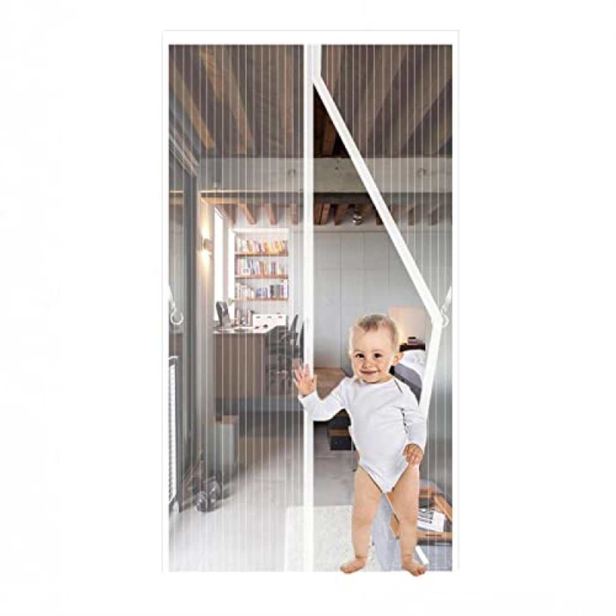 Magnetischer Fliegengitter-türvorhang – Weiß – 95 X 210 Cm – Insektenschutz Mit Magnetverschluss Für Tür Und Balkon