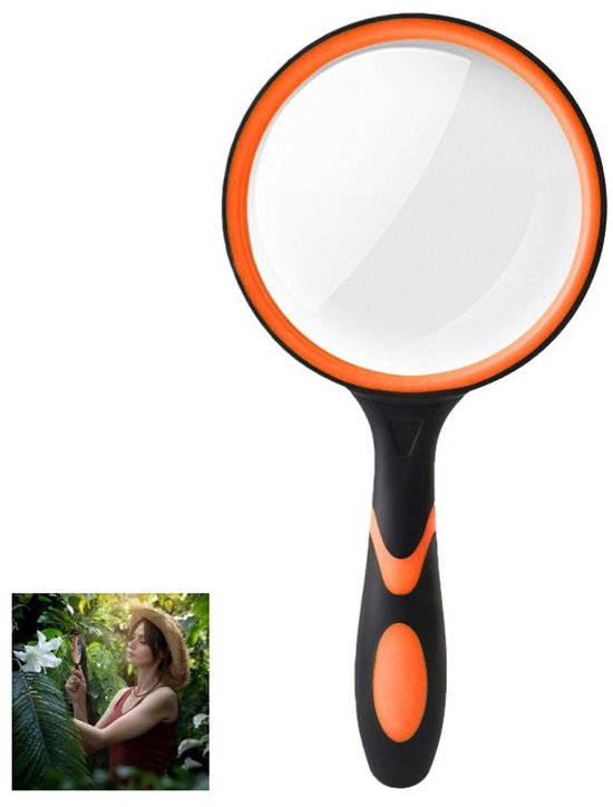 Handlupe – Leselupe – Feinlesen – Bifokallinse – 100 Mm Durchmesser – Orange/schwarz