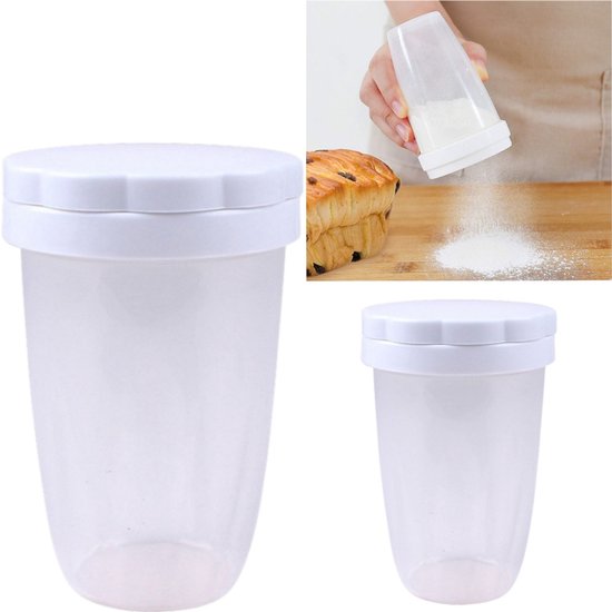 Zweiteiliges Weißes, Staubdichtes Backzuckersieb-set, 7 X 4,5 X 11,4 Cm, Streusel Für Kuchengebäckpulver