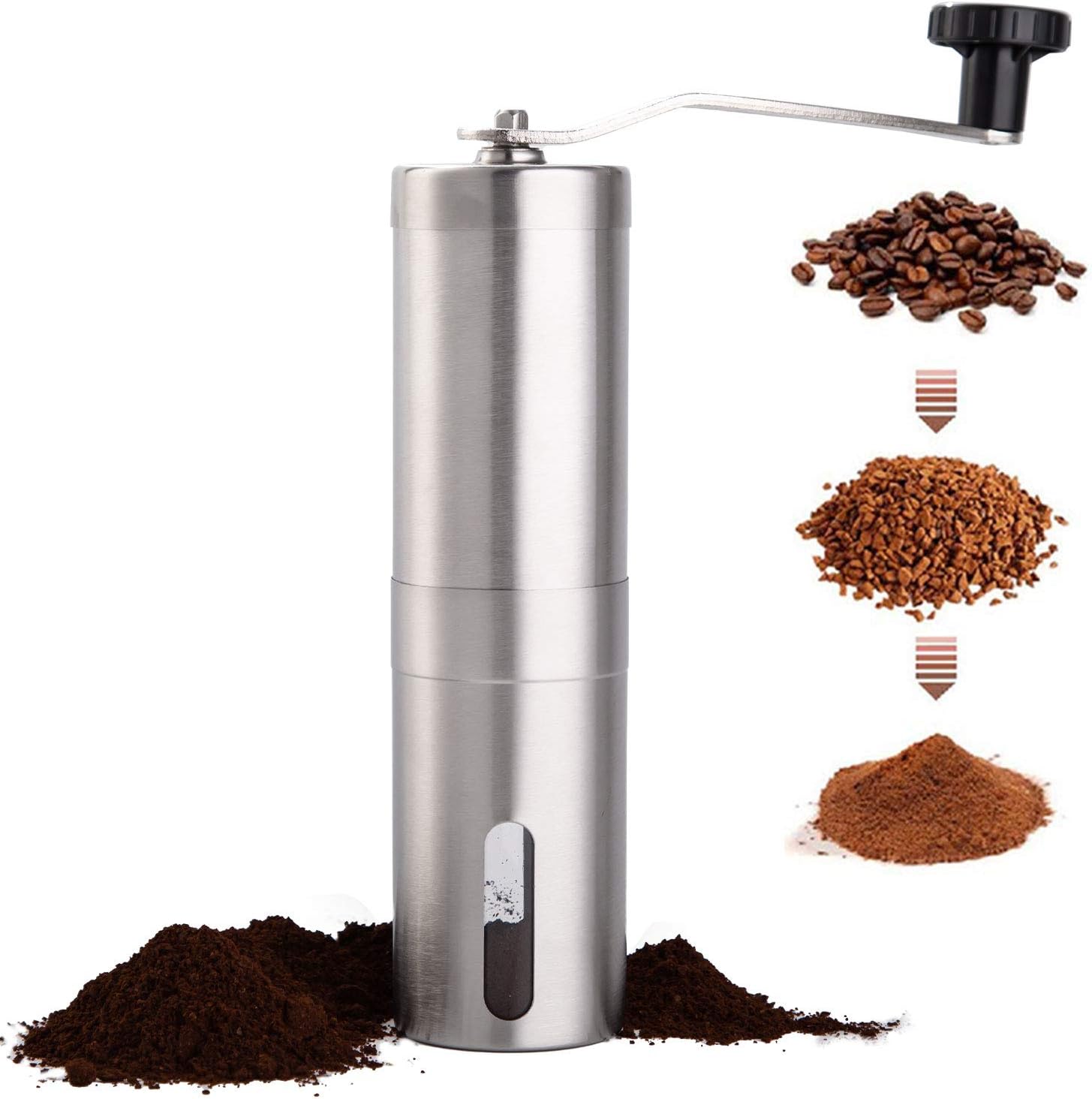 Manuelle Kaffeemühle – Edelstahl-handmühle – Keramikmahlsteine – Aeropress – Filterkaffee – Espresso – French Press