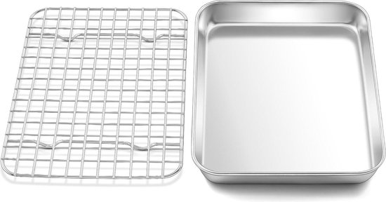 Mini-backform Aus Edelstahl Mit Kühlgitter – Rechteckig – 237 X 177 X 25 Cm, Maschinenwaschbar