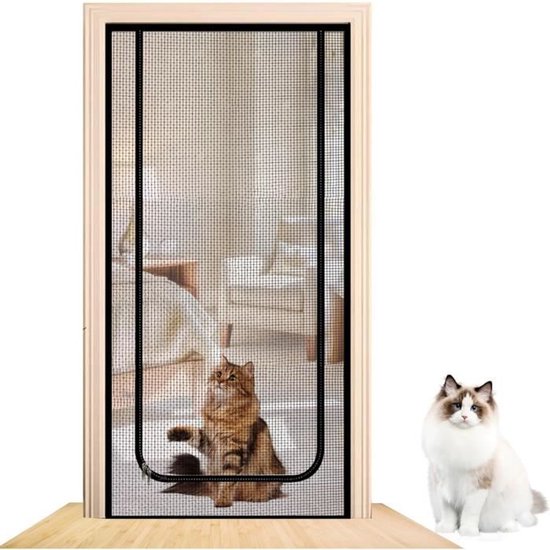 Katzen- Und Insektenschutzgitter Für Türen Und Fenster, 90×220 Cm - Doppelreißverschluss, Klettverschluss.
