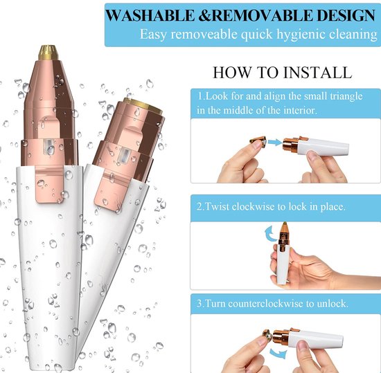 Wiederaufladbarer 2-in-1-augenbrauen- Und Nasenhaartrimmer, Schmerzfreier Gesichtshaartrimmer Mit Usb-ladefunktion Und Langer Akkulaufzeit, Weiß-roségold
