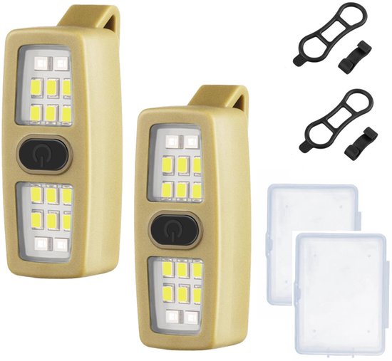 Ansteck-stirnlampe, Lauflicht, Mini-2er-set, Gelb, Usb-c, 7 Leuchtmodi, Camping, Wandern