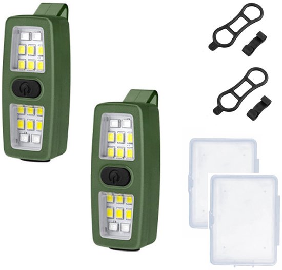 Ansteckbare Stirnlampe, Lauflicht, Mini-2er-set, Grün, Usb-c, 7 Leuchtmodi, Camping, Wandern