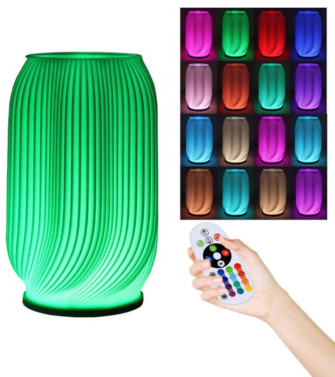 3-in-1 Vasenförmige Rgb-nachttischlampe Mit Fernbedienung (16 Farben), Usb-direktanschluss Für Umgebungslicht.