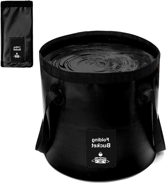 Faltbarer 20-liter-angeleimer Mit Griff, Leichter Wasserbehälter, Für Camping, Wandern, Outdoor-aktivitäten, Survival Und Autowäsche, Schwarz