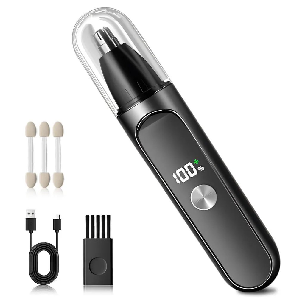 Nasenhaartrimmer, Elektrischer Rasierer, Led-anzeige, Rotierende Doppelklingen Aus Edelstahl, Unisex.