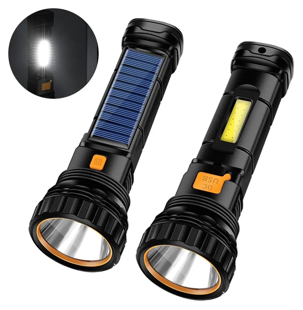 2er-packung 1000 Lumen Solar- Und Usb-wiederaufladbare Led-notfalltaschenlampen