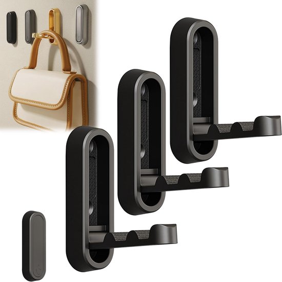 3er-pack Schwarze, Faltbare Metallwandhaken (7,4 X 2,4 X 1,2 Cm), Robuste Haken Zur Schraubmontage Für Badezimmer Und Kleiderschrank