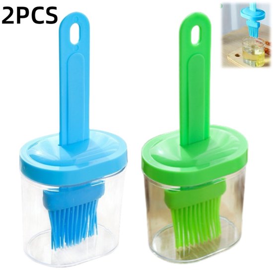 Ölpinsel Mit All-in-one-flasche, Silikonkopf, Saucen-/grill-/backpinsel, Zum Grillen, Backen, Für Saucen, Butter Und Fleisch, Blau Und Grün, 7 X 17 Cm