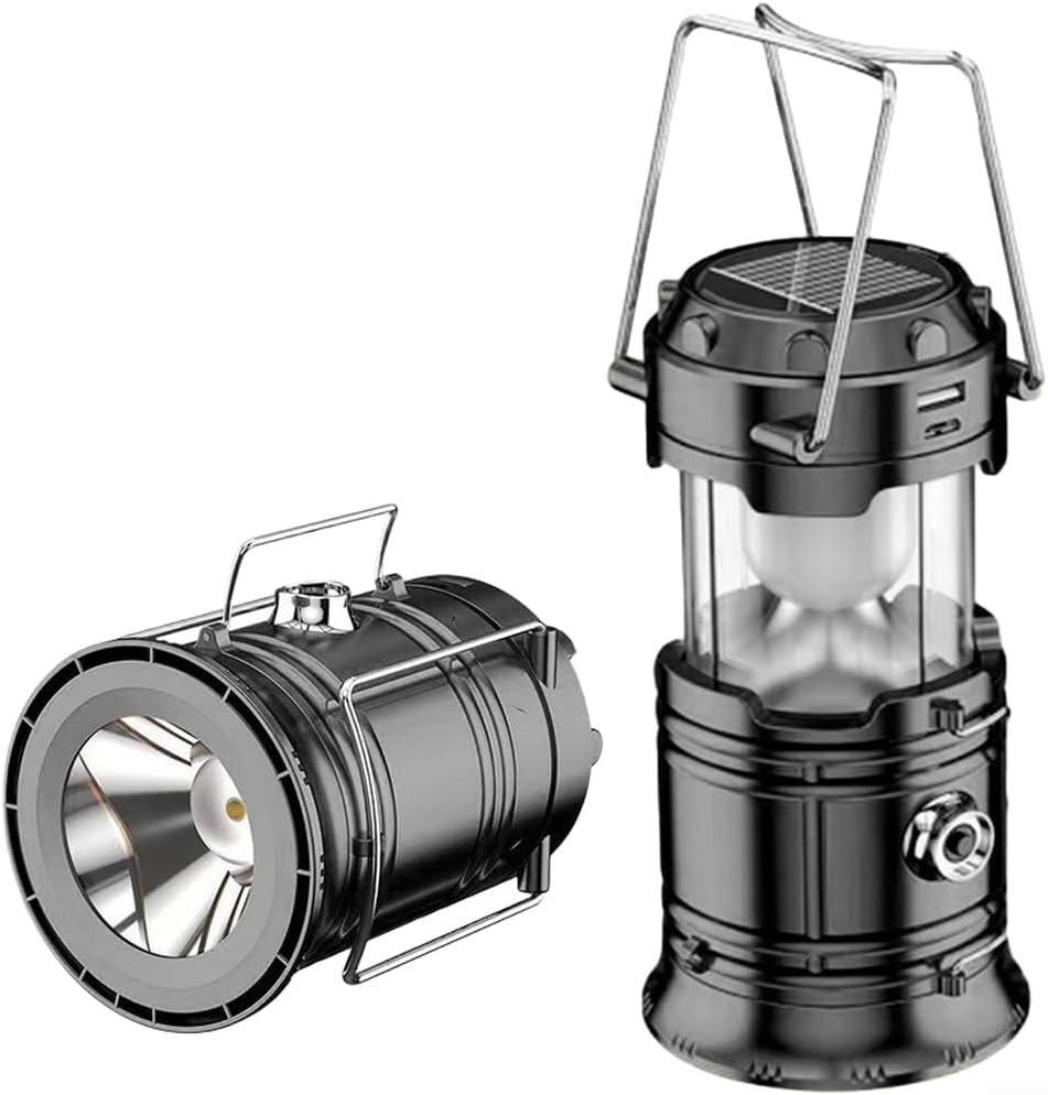 Multifunktionale Solar-campinglampe – Integrierter Akku Und Powerbank – Superhelle, Tragbare Notlaterne – Schwarz