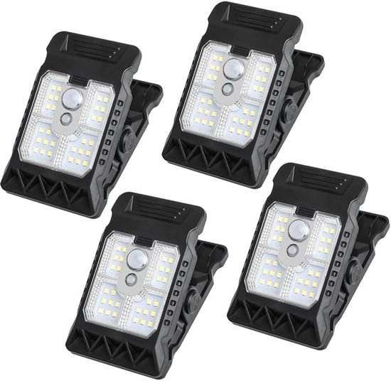 4er-pack Schwarze Led-solarleuchten Zum Anklemmen Für Den Außenbereich (7,6 X 11,2 Cm) Mit Dämmerungssensor Für Camping Und Garten
