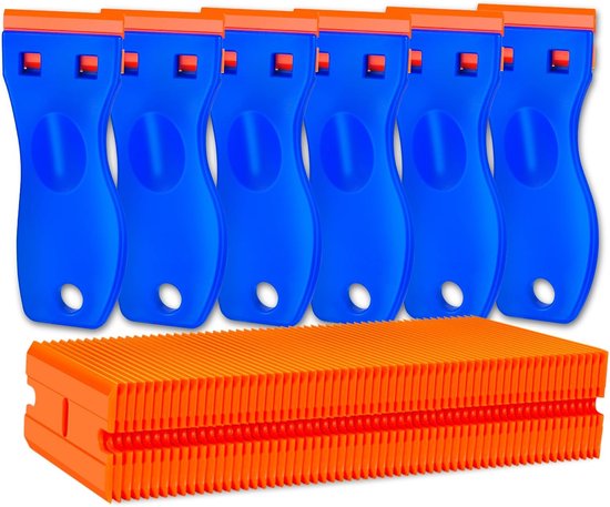 6-teiliges Kunststoffschaber-set + 60 Klingen – Zum Entfernen Von Aufklebern/klebstoff