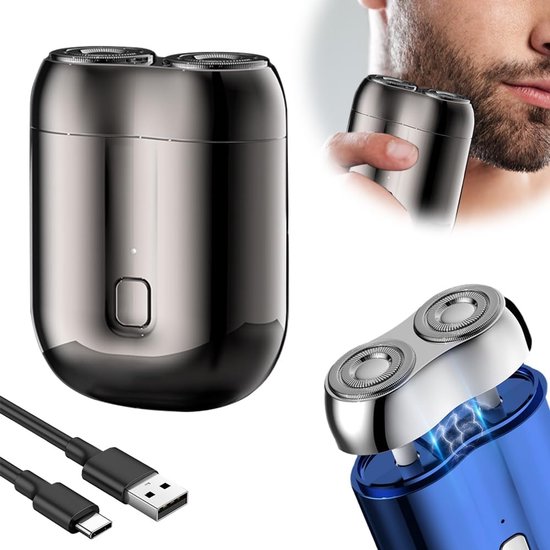 Verbesserter Mini-elektrorasierer 2026 – Doppelklingen-design – Taschenformat, Usb-aufladung – Grau