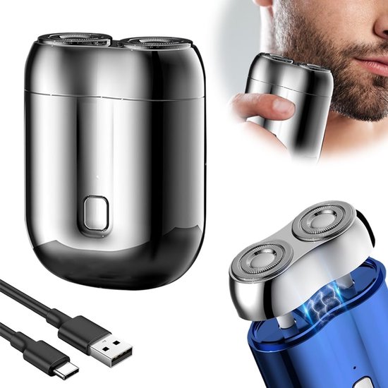 Verbesserter Mini-elektrorasierer 2026 – Doppelklingen-design – Taschenformat, Usb-aufladung – Silber