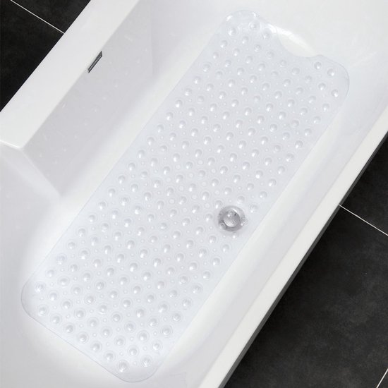 Rutschfeste Badematte – 100 X 40 Cm Lange Duschmatte – Badematte Mit Saugnäpfen Und Abflusslöchern – Weich – Fürs Badezimmer