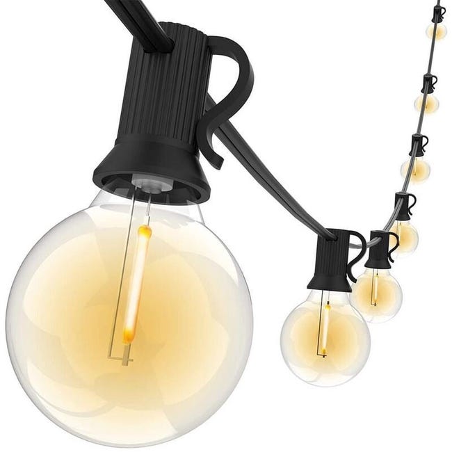 Lichterkette Für Den Außenbereich, 15 Meter Lange Led-g40-lichterkette, 25+1 Ersatzbirnen, Verbindbar, Dekorativ, Für Gärten, Partys Und Abendveranstaltungen.
