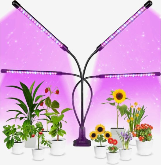 Pflanzenlampe – Led-vollspektrum – 20 Watt – Automatischer Timer (3/9/12 Stunden) – Netzteil Inklusive – Für Kleine, Große Und/oder Hohe Zimmerpflanzen Und Kräuter