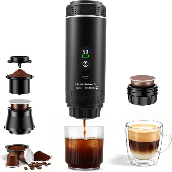 Neue Kaffeemaschine 2026, 3-in-1-mini-kaffeemaschine, Tragbare Kaffeemaschine, Kompatibel Mit Kapseln/gemahlenem Kaffee, 80 Ml, Kalt-/heißbrühfunktion, Schwarz