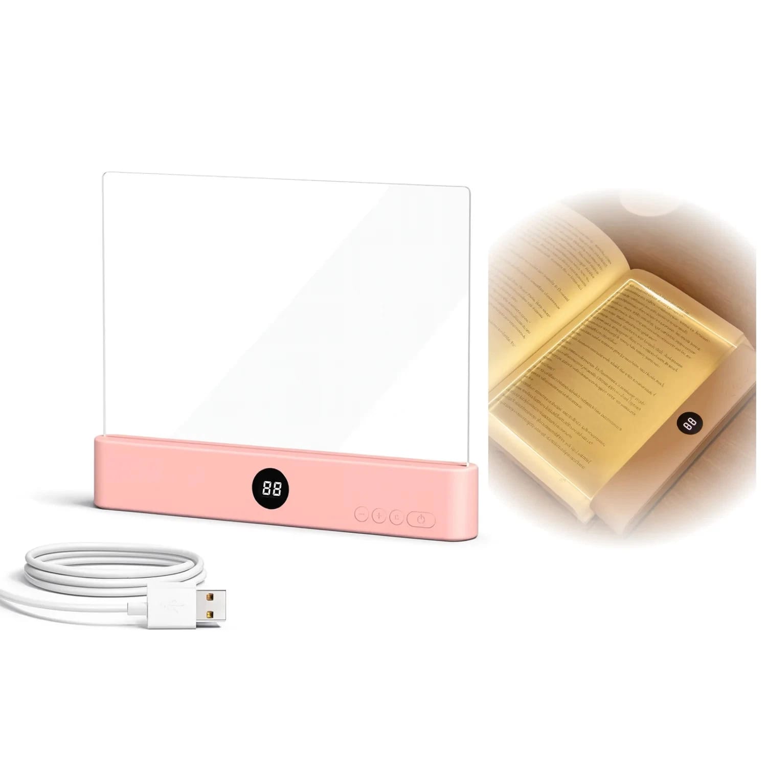 Wiederaufladbare Led-lesezeichenleuchte Mit Usb-anschluss, Ideal Zum Lesen Am Bett Oder Zum Lesen Von Büchern – Rosa