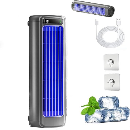 Tragbarer Luftkühler/tischventilator, 3 Geschwindigkeitsstufen Mit Led-touchscreen, Grau