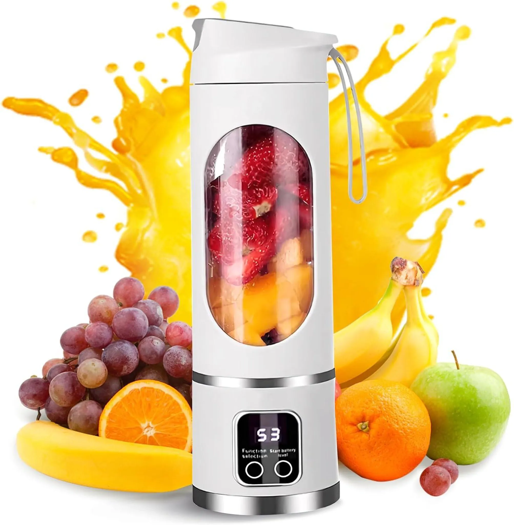 Tragbarer, Wiederaufladbarer Standmixer (450 Ml), 12 Klingen, 12.000 U/min, Smoothie-maker Mit Usb-c-anschluss (500 G)