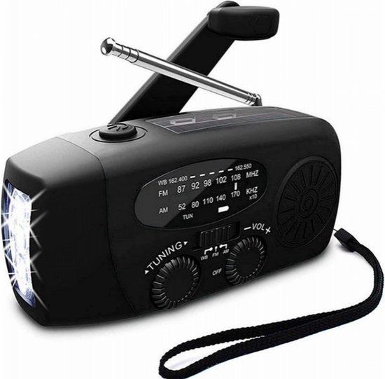 Tragbares Notradio – Solarbetriebenes Notradio Mit Fm/am/noaa-empfang – Mit 3 Led-taschenlampen – 2000-mah-powerbank – Ideal Für Wanderungen Bis 2000 M Höhe