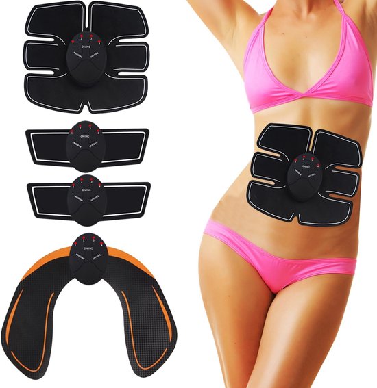 Elektrischer Muskelstimulator – Bauch, Arme & Beine – Orange/schwarz