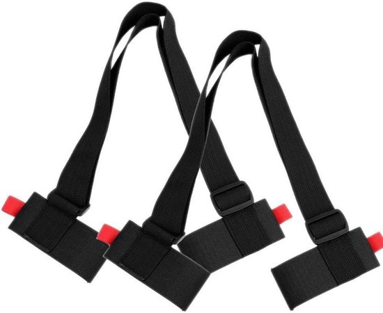 Tragbarer Skigurt Mit Verstellbaren Schultergurten Aus Nylon Und Zwei Tragegriffen Zum Tragen Von Skiern Und Skistöcken.