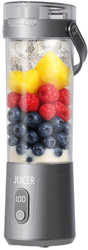 Tragbarer Mixer – Mini-usb-zitrusentsafter – Wiederaufladbarer Smoothie-mixer Für Unterwegs – Für Zuhause, Büro Und Reisen – 265 X 83 X 95 Mm – 600 Ml – Grau