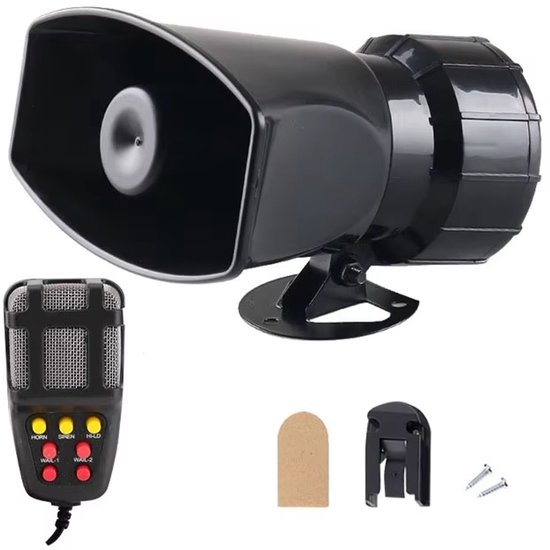 Megafon 12v 100w Mit Sirene – 110 Db Auto-sirene & Beschallungsanlage – 7 Töne – Für Auto, Boot & Notfalleinsatz – Schwarz