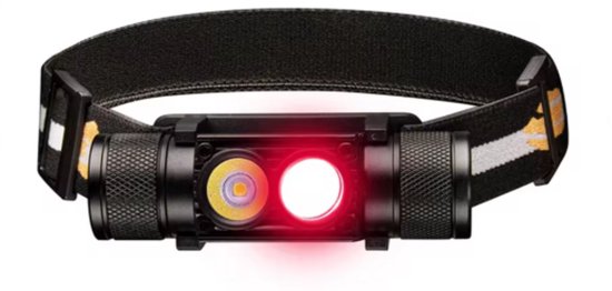 Wiederaufladbare Stirnlampe, 500 Lumen – Usb-c – Hoher Farbwiedergabeindex (cri) 90 – Weißes Licht (5000 K) & Rotes Licht (660 Nm) – Wasserdicht (ipx6) – 18650-akku – Schwarz