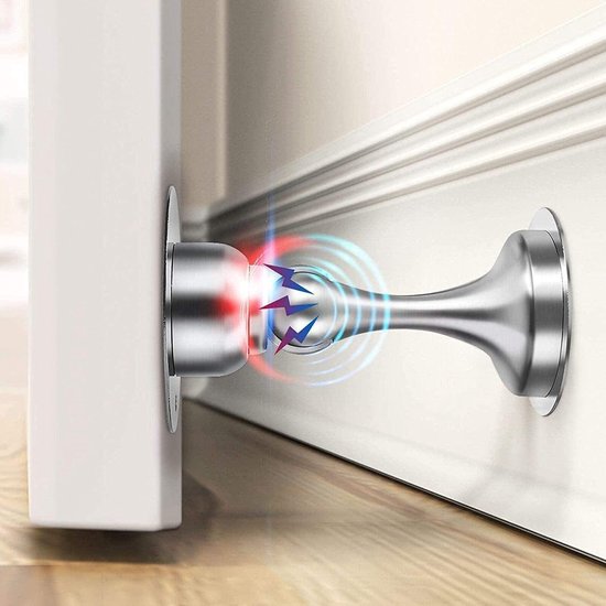 2er-pack Robuste, Magnetische, Selbstklebende Türstopper Aus Metall Zur Wandmontage