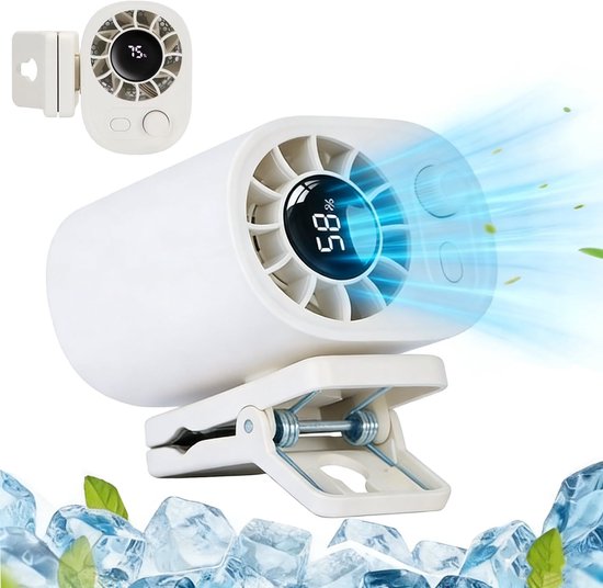 Tragbarer, Leiser Clip-ventilator Mit Led-anzeige, 360° Drehbar, Schnellladefunktion, Ideal Für Reisen, Fitness Und Andere Anlässe (weiß)